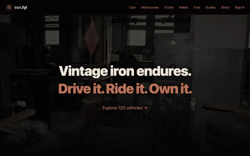 Iron.fyi vintage vehicle database