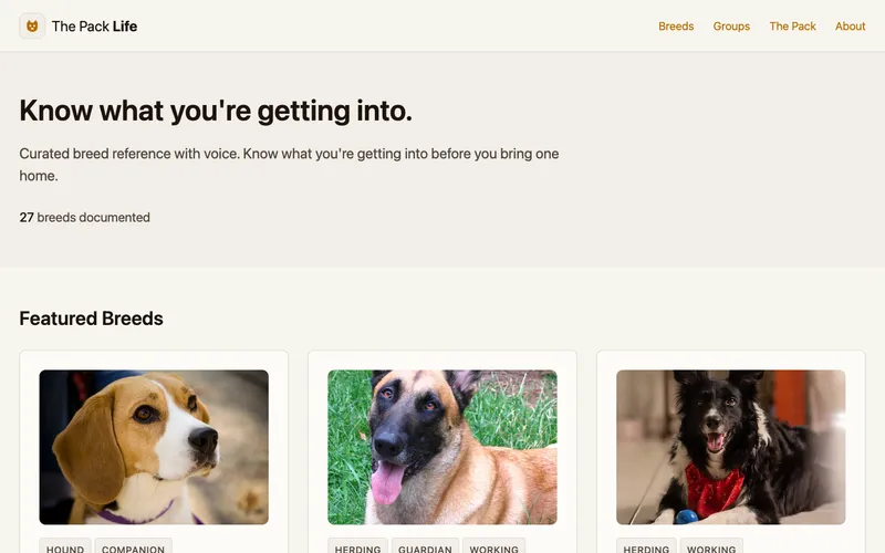 The Pack Life breed reference