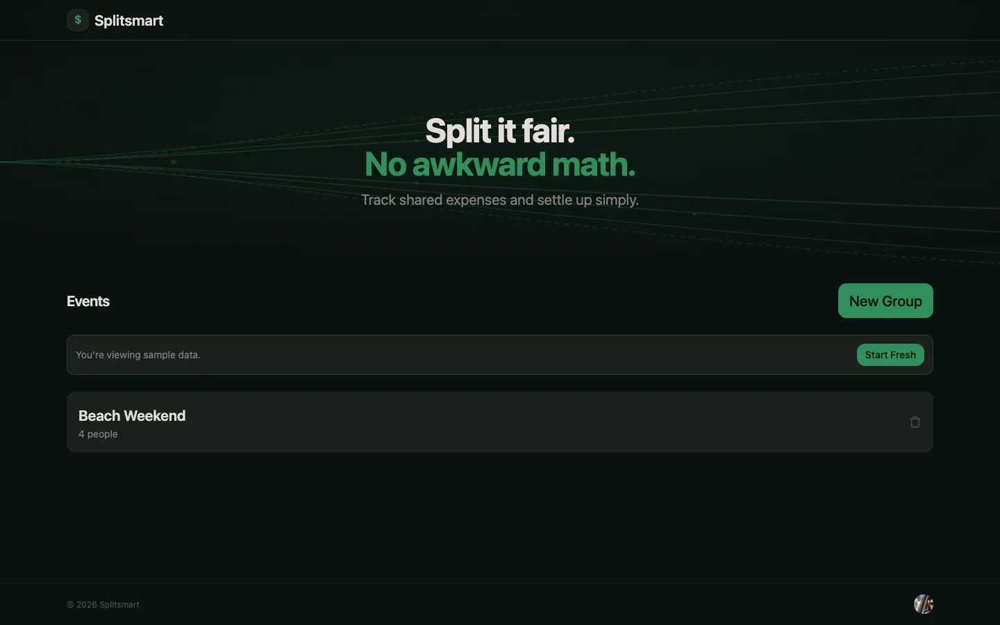 Splitsmart expense splitting interface