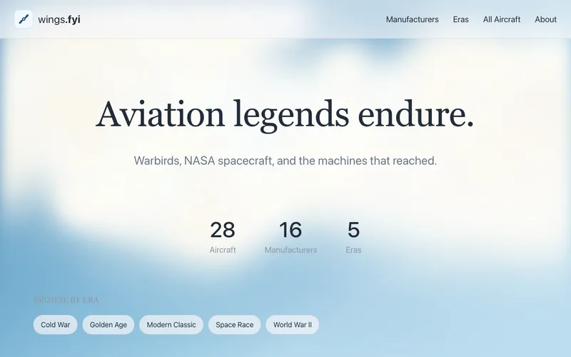 Wings.fyi aviation database